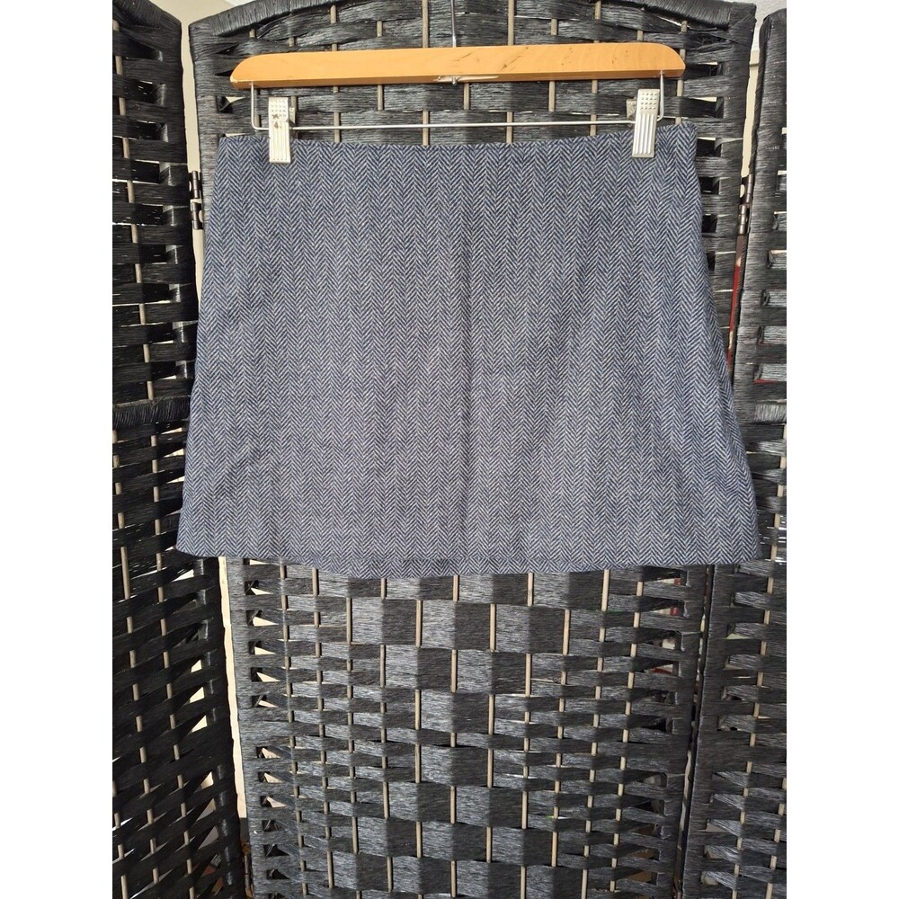 Abercrombie & Fitch Mini Skirt Size M Blue Herringbone Y2K Preppy Academia Wool